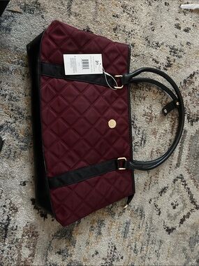 Quilted Burgundy Tote Bag with Black Trim - Jessica Moore NWOT